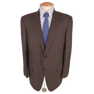 Ermenegildo Zegna Houndstooth Fit Rom Blazer 52R 42 L Mens Brown Multi $2995